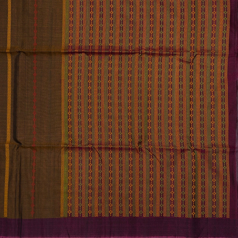 Hayagrivas Earthy Brown Kora Silk Cotton Saree SSCBF156H2-20
