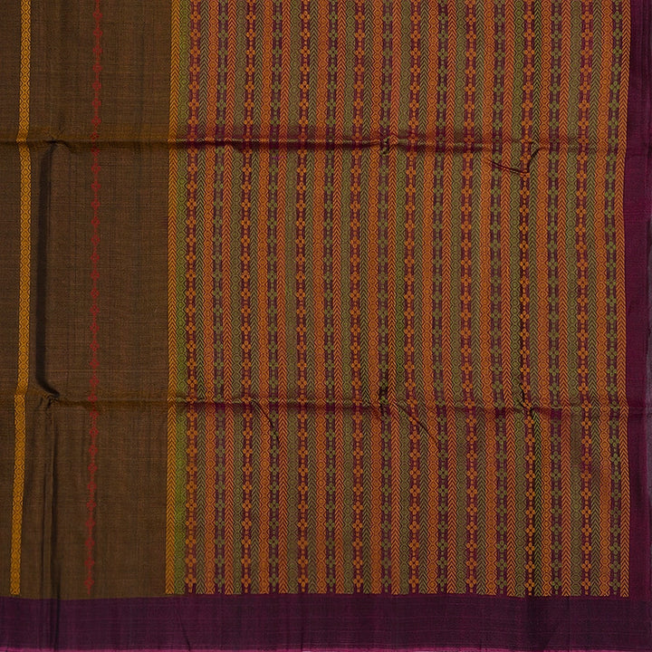 Hayagrivas Earthy Brown Kora Silk Cotton Saree SSCBF156H2-20