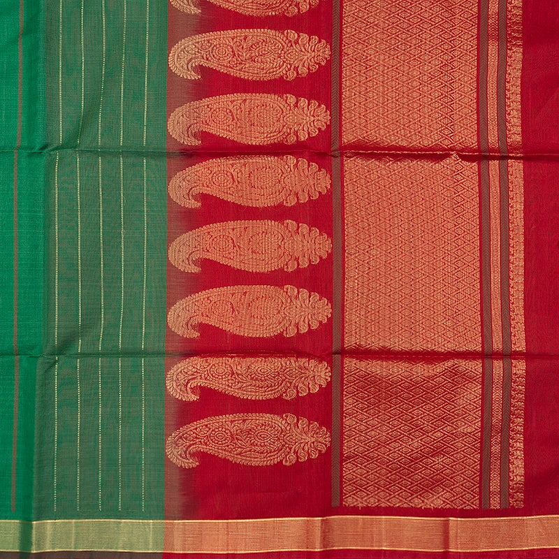 Hayagrivas Dark Green Kora Silk Cotton Saree SSCBF156H2-25