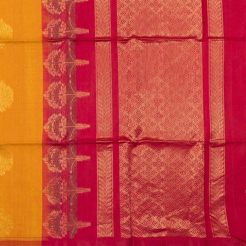 Hayagrivas Mango Yellow Kora Silk Cotton Saree SSCBF156H2-36