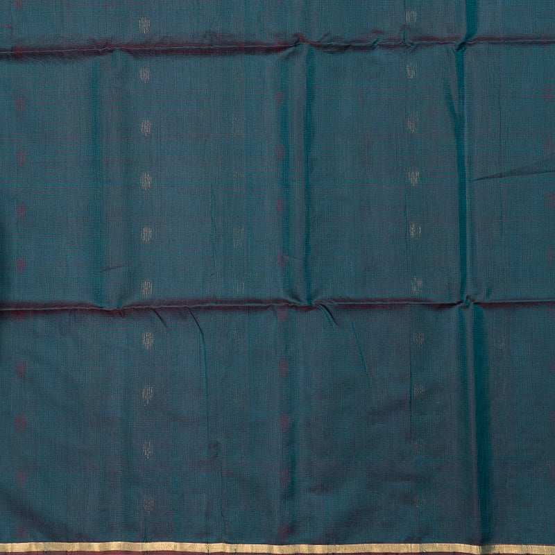 Hayagrivas Teal Blue Kora Silk Cotton Saree SSCBF156H2-56