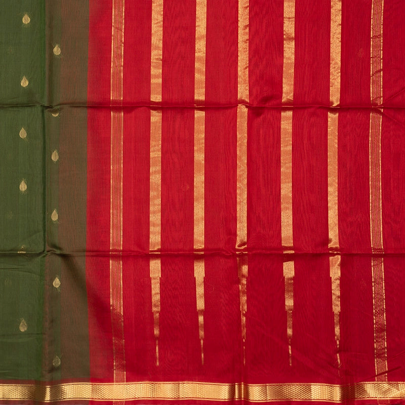 Hayagrivas Mehandi Green Kora Silk Cotton Saree SSCBF156H3-15