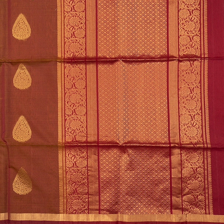 Hayagrivas Copper Brown Kora Silk Cotton Saree SSCBF156H4-8