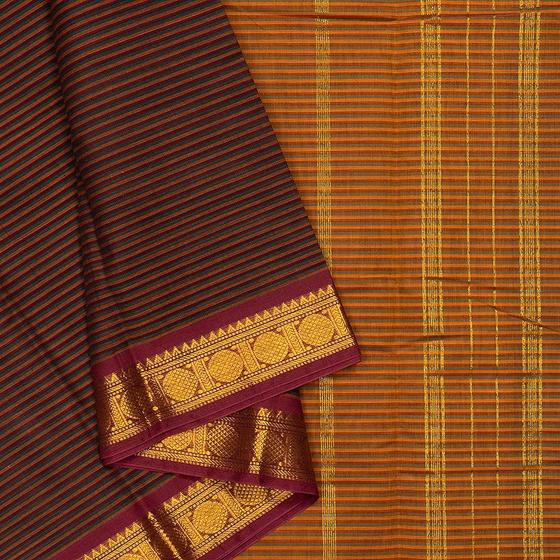 Hayagrivas Multicolour Stripes Handloom Chettinad Cotton Saree SSCBF167I1-24