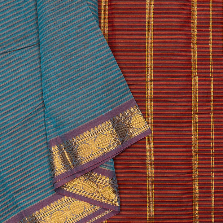 Hayagrivas Multicolour Stripes Handloom Chettinad Cotton Saree SSCBF167I1-7