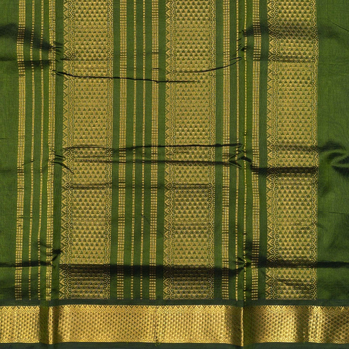 Hayagrivas Mehandi Green Pure Ten Yards Silk Cotton Saree SSCBF174I1-1