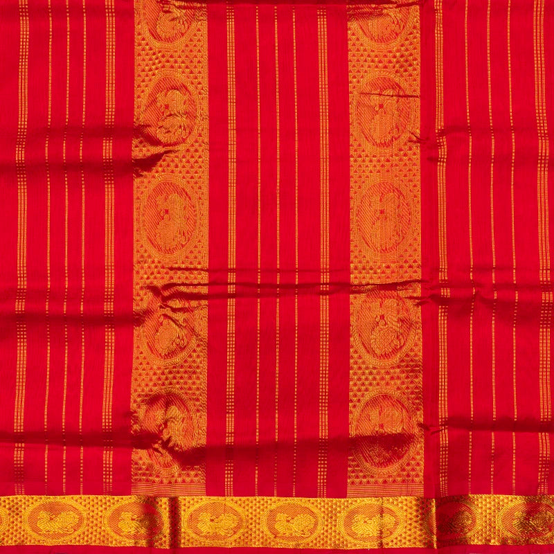Hayagrivas Red Pure Ten Yards Silk Cotton Saree SSCBF174I2-1