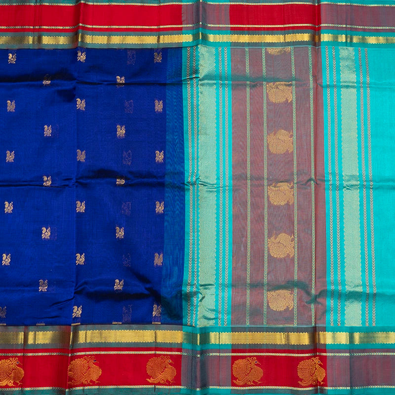 Hayagrivas MS Blue Pure Silk Cotton Saree SSCBF176I1-1