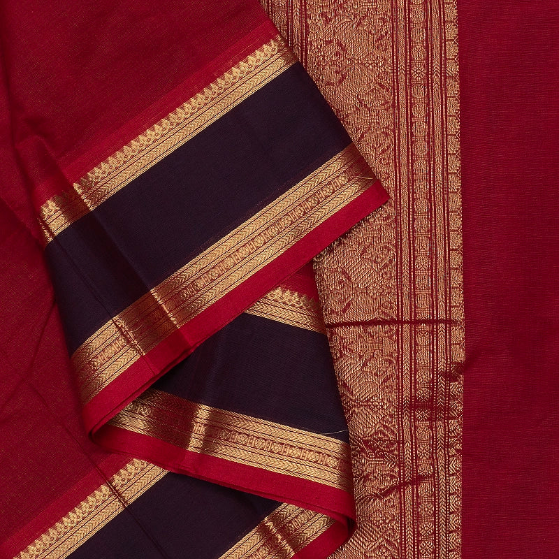 Hayagrivas Reddish-Pink Handloom Kanchi Cotton Saree SSCBF177I7-9