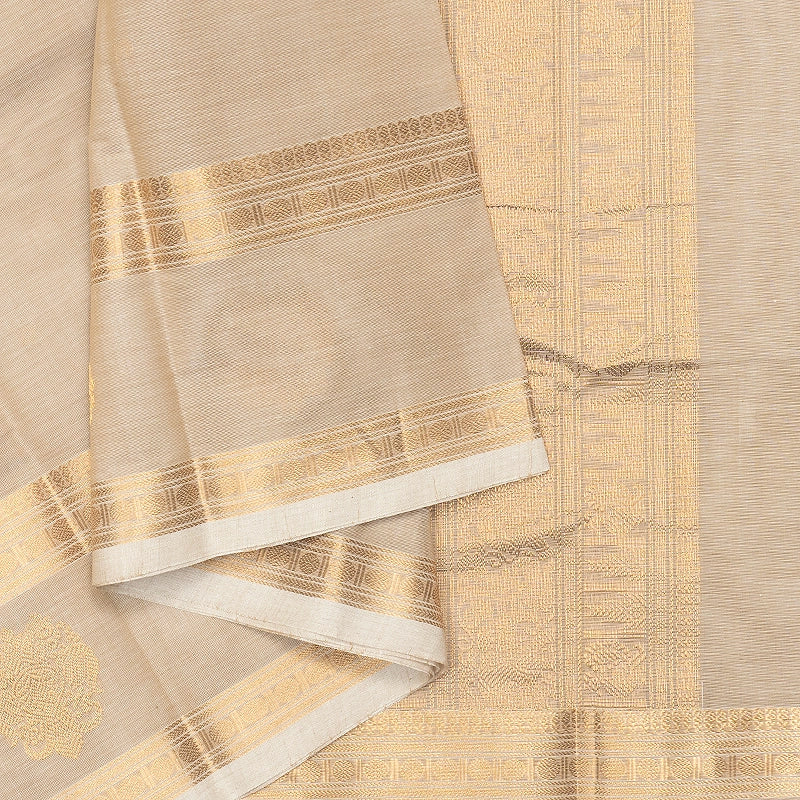 Hayagrivas Beige Handloom Kanchi Cotton Saree SSCBF177I10-5
