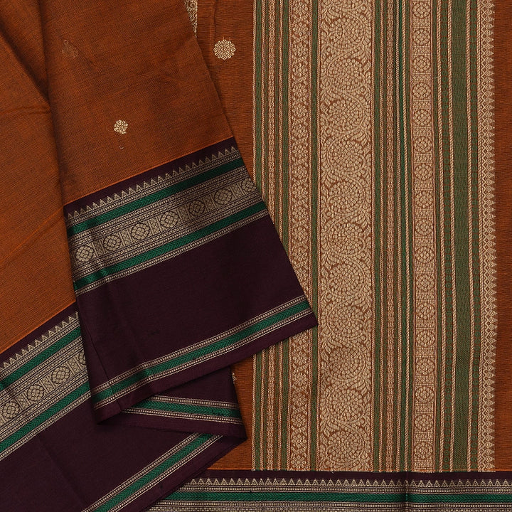 Hayagrivas Rust Orange Handloom Kanchi Cotton Saree SSCBF177I5-6