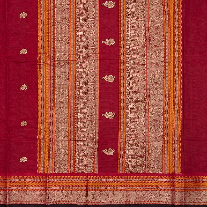 Hayagrivas Reddish-Pink Handloom Kanchi Cotton Saree SSCBF177I5-8
