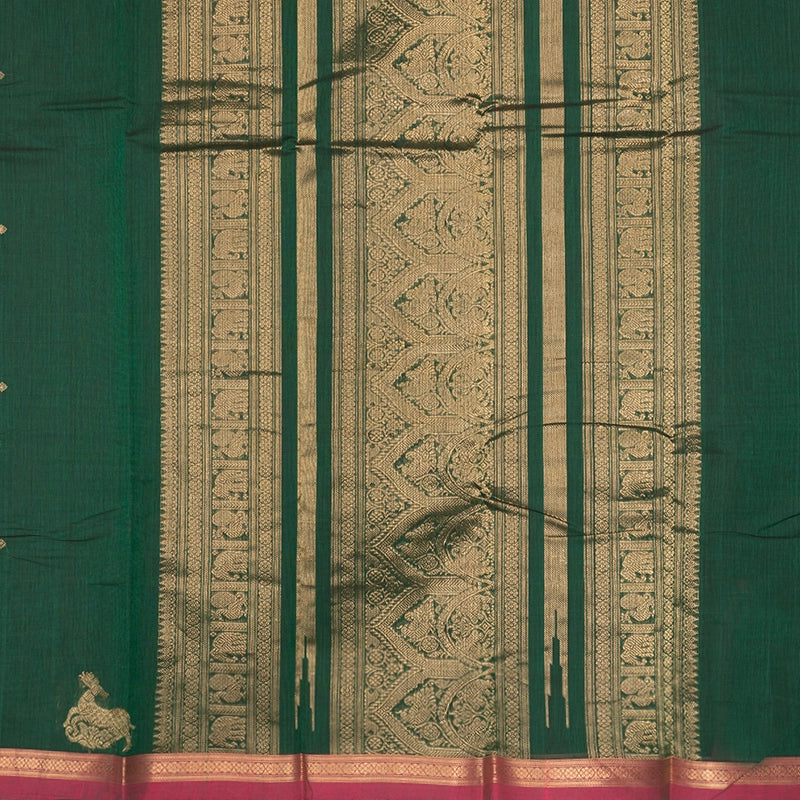 Hayagrivas Dark Green Handloom Kanchi Cotton Saree SSCBF177I6-11