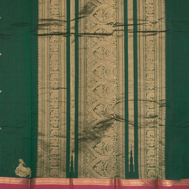 Hayagrivas Dark Green Handloom Kanchi Cotton Saree SSCBF177I6-11