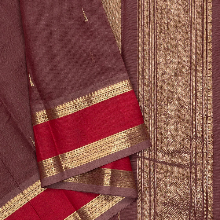 Hayagrivas Rosewood Pink Handloom Kanchi Cotton Saree SSCBF177I7-1
