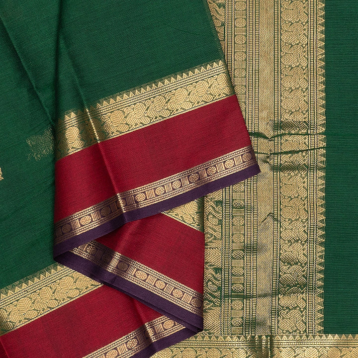 Hayagrivas Bottle Green Handloom Kanchi Cotton Saree SSCBF177I7-4
