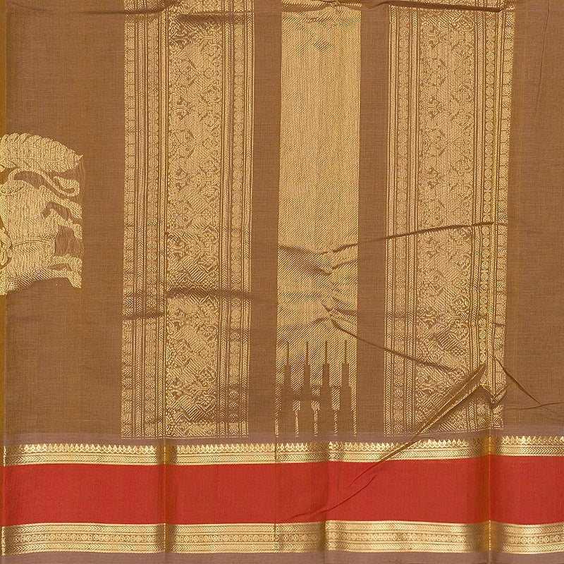 Hayagrivas Khaki Brown Handloom Kanchi Cotton Saree SSCBF177I7-8