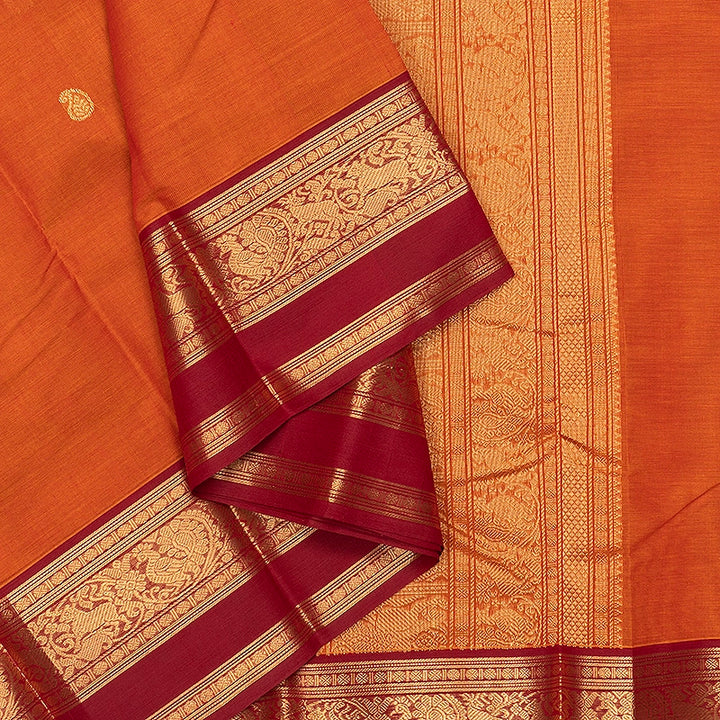 Hayagrivas Sunset Orange Handloom Kanchi Cotton Saree SSCBF177I8-16