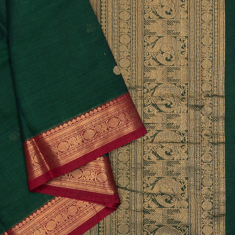 Hayagrivas Dark Green Handloom Kanchi Cotton Saree SSCBF177I8-4