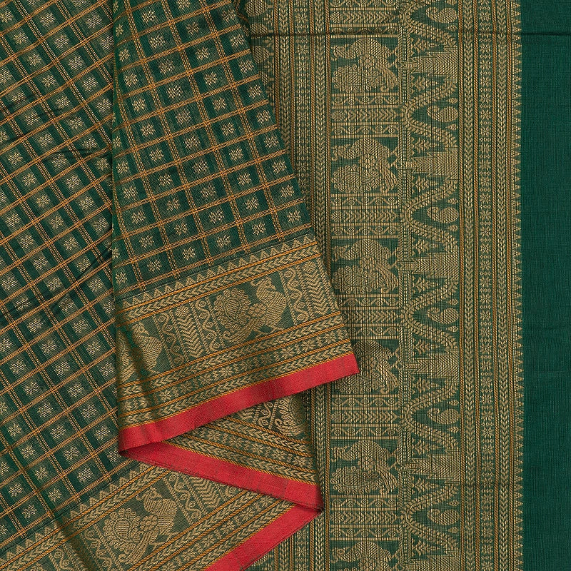 Hayagrivas Bottle Green Handloom Kanchi Cotton Saree SSCBF177I9-2