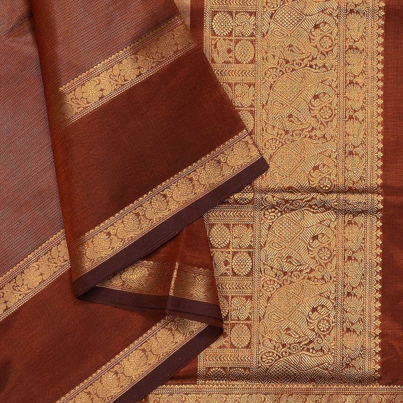 Hayagrivas Copper Brown Kanchi Silk Cotton Saree SSCBF179I13-6