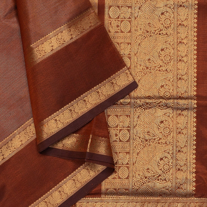 Hayagrivas Copper Brown Kanchi Silk Cotton Saree SSCBF179I13-6