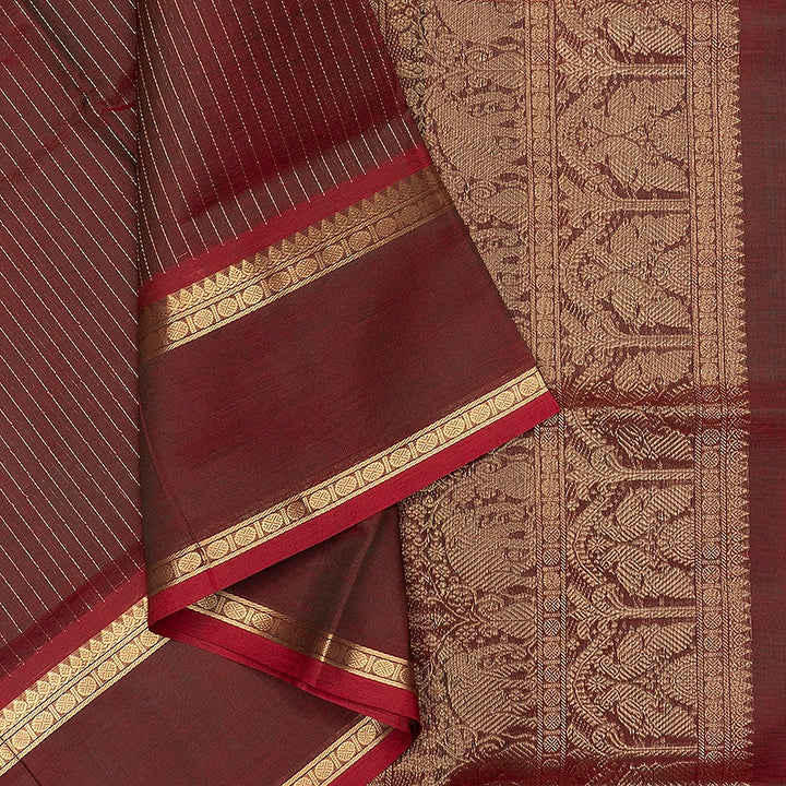 Hayagrivas Pinkish-Maroon Kanchi Silk Cotton Saree SSCBF179I2-5