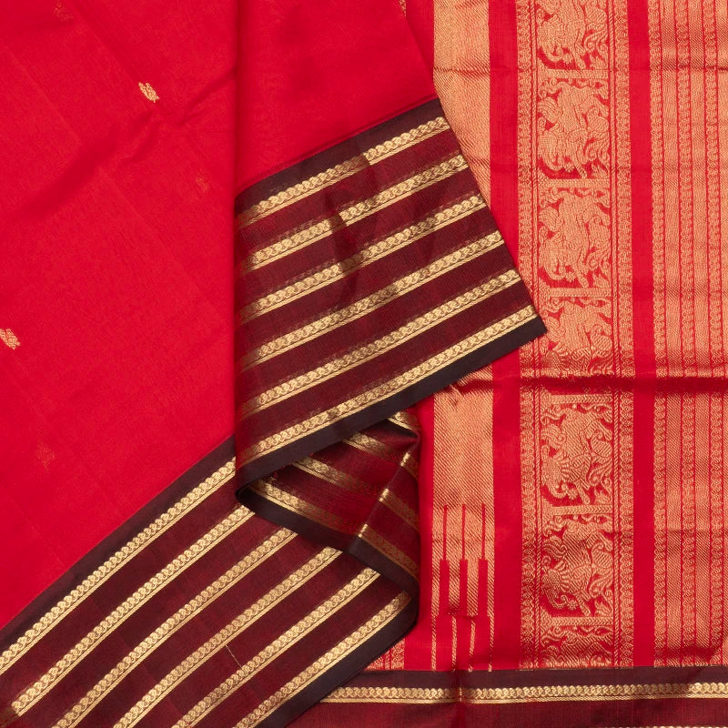 Hayagrivas Red Kanchi Silk Cotton Saree SSCBF179I5-10