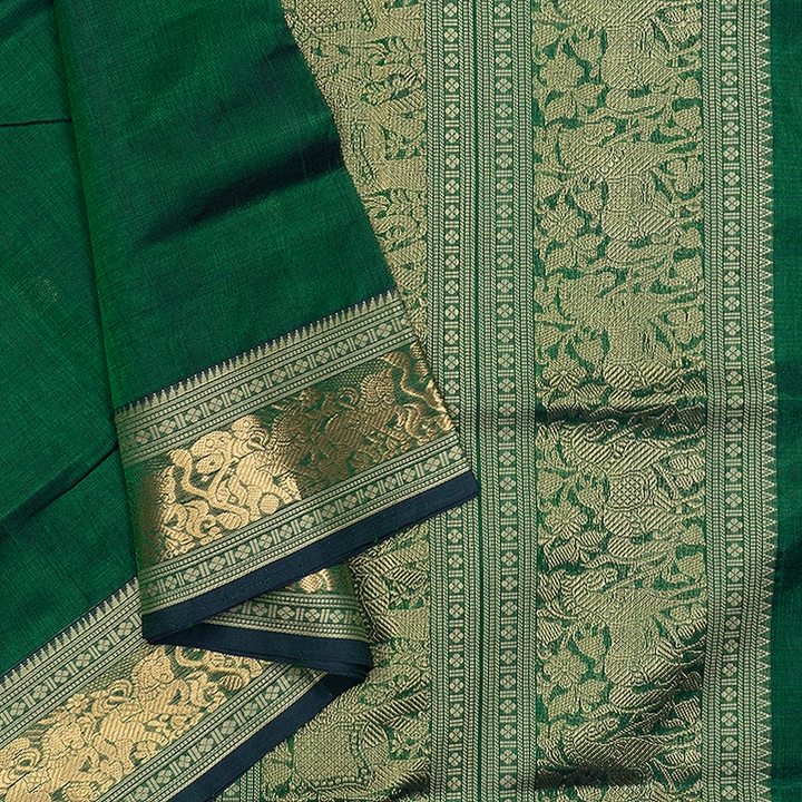 Hayagrivas Bottle Green Kanchi Silk Cotton Saree SSCBF179I5-31