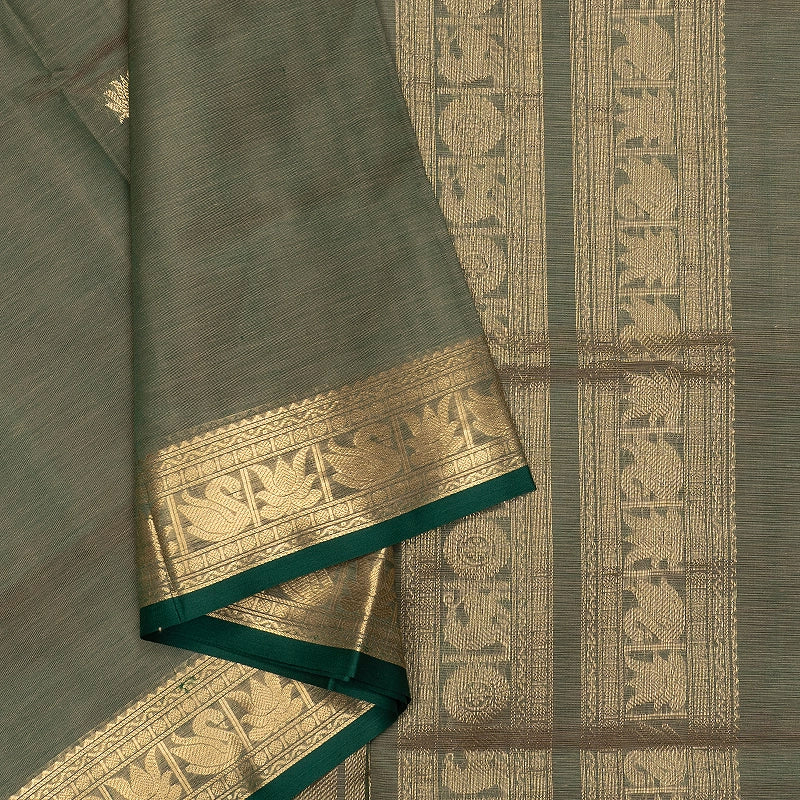 Hayagrivas Green &amp; Beige (Shot Colour) Kanchi Silk Cotton Saree SSCBF179I5-32