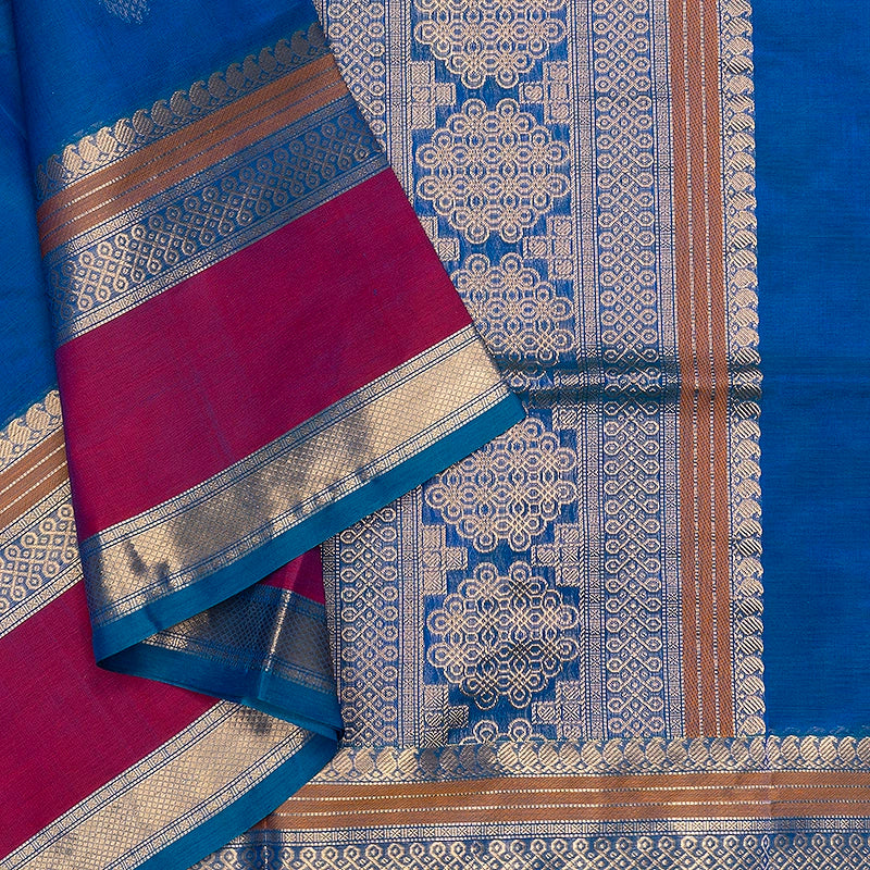 Hayagrivas Ananda Blue Kanchi Silk Cotton Saree SSCBF179I9-6