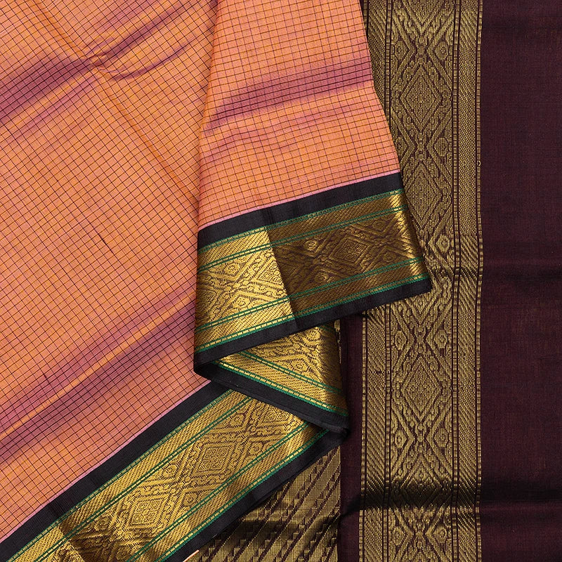 Hayagrivas Yellowish Peach Pure Silk Cotton Saree SSCBF35D5-9