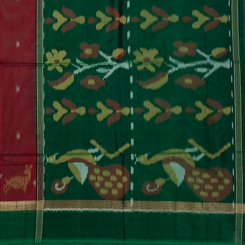 Hayagrivas Maroon Ikkat Kora Silk Cotton Saree KBE2274B1-1