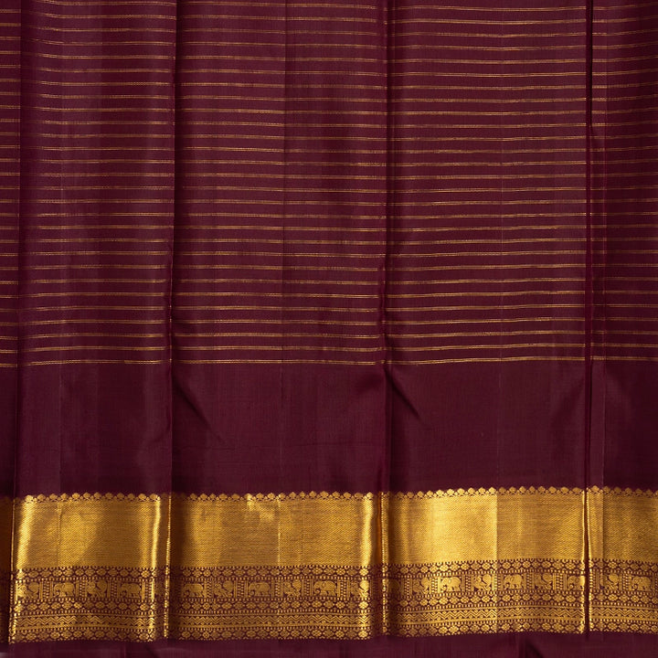Hayagrivas Handloom Emerald Green Kanjivaram Silk Saree with Burgundy Border KBE2340B15-2