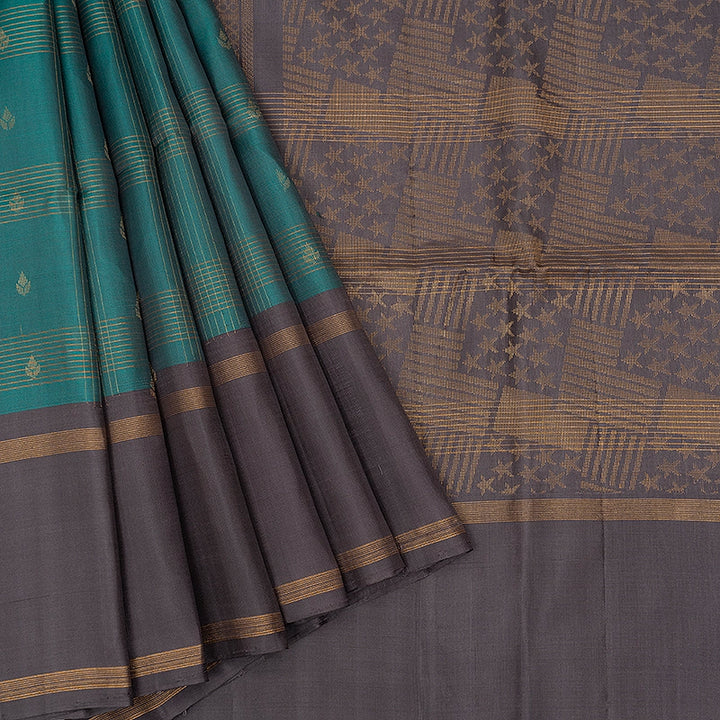 Hayagrivas Teal Handloom Soft Silk Saree KSBE24I5-3