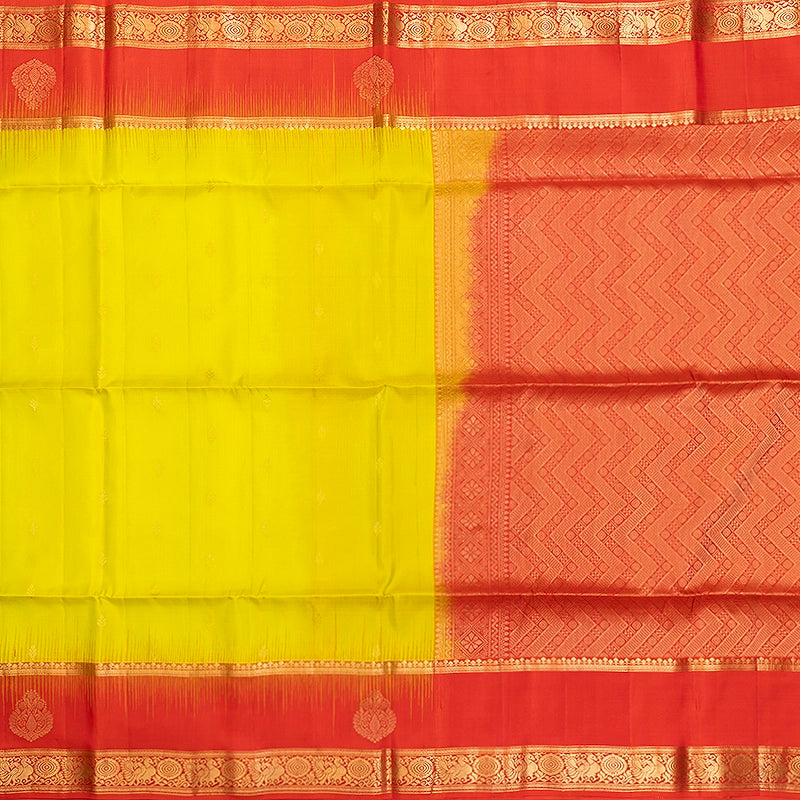 Hayagrivas Lemon Yellow Handloom Soft Silk Saree KBF705G3-5