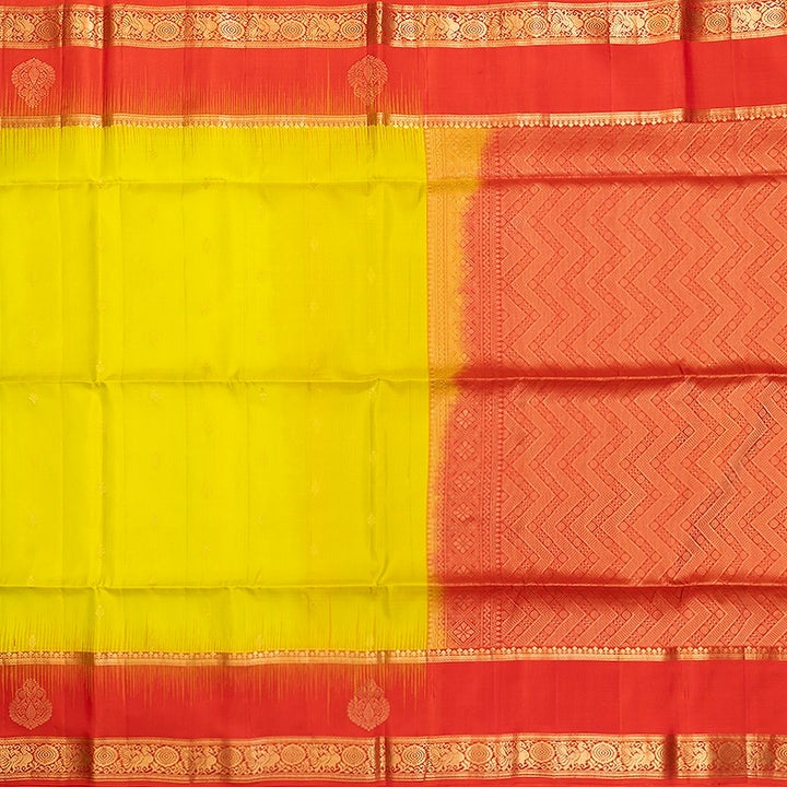 Hayagrivas Lemon Yellow Handloom Soft Silk Saree KBF705G3-5