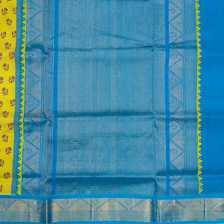 Hayagrivas Lime Green Pure Printed Silk Cotton Saree HBF62D4-5