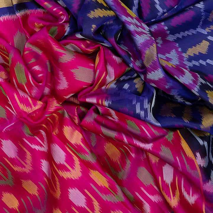 Hayagrivas Rani Pink Handloom Ikkat Soft Silk Saree KBE2150A1-1