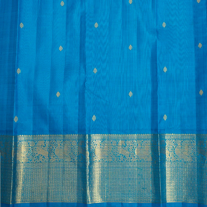 Hayagrivas Handloom MS Blue Kanjivaram Silk Saree with Sky Blue Border KBF378F1-2