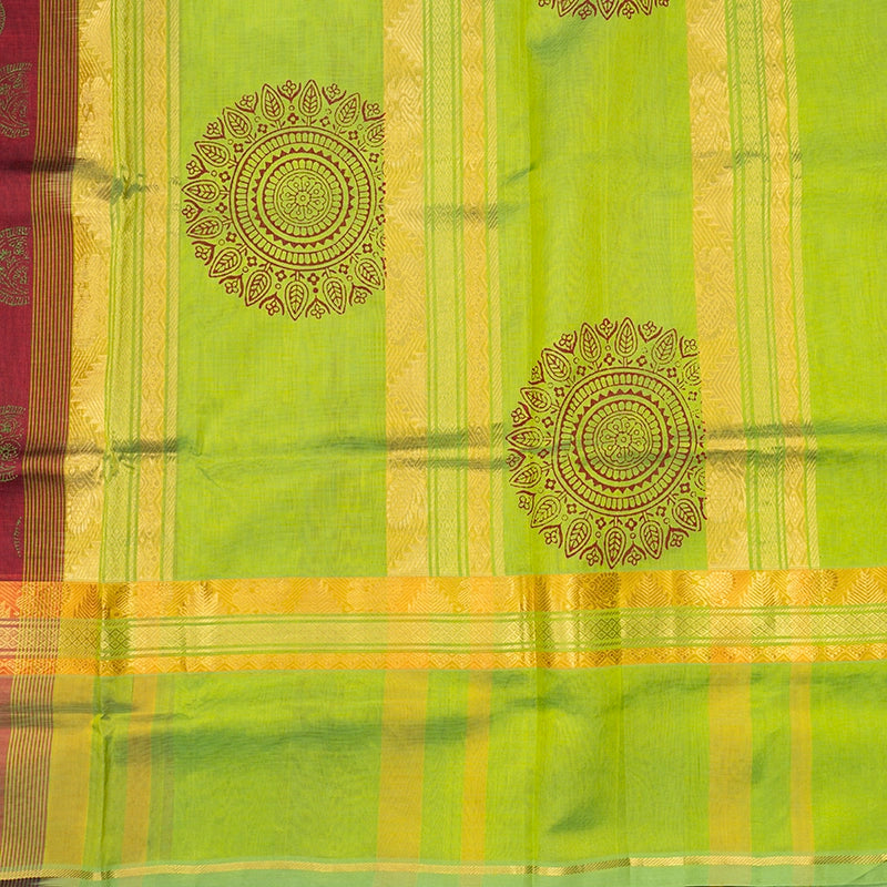 Hayagrivas Dark Maroon Pure Printed Silk Cotton Saree HBF195E4-3