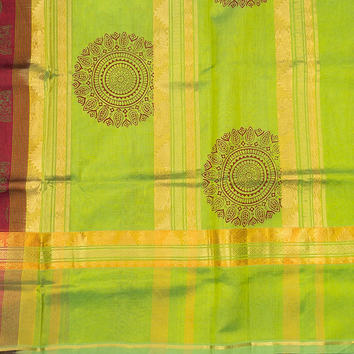 Hayagrivas Dark Maroon Pure Printed Silk Cotton Saree HBF195E4-3