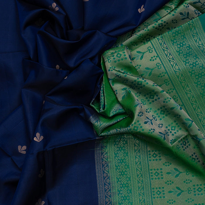 Hayagrivas Dark Blue Handloom Soft Silk Saree KBE2106A43-1