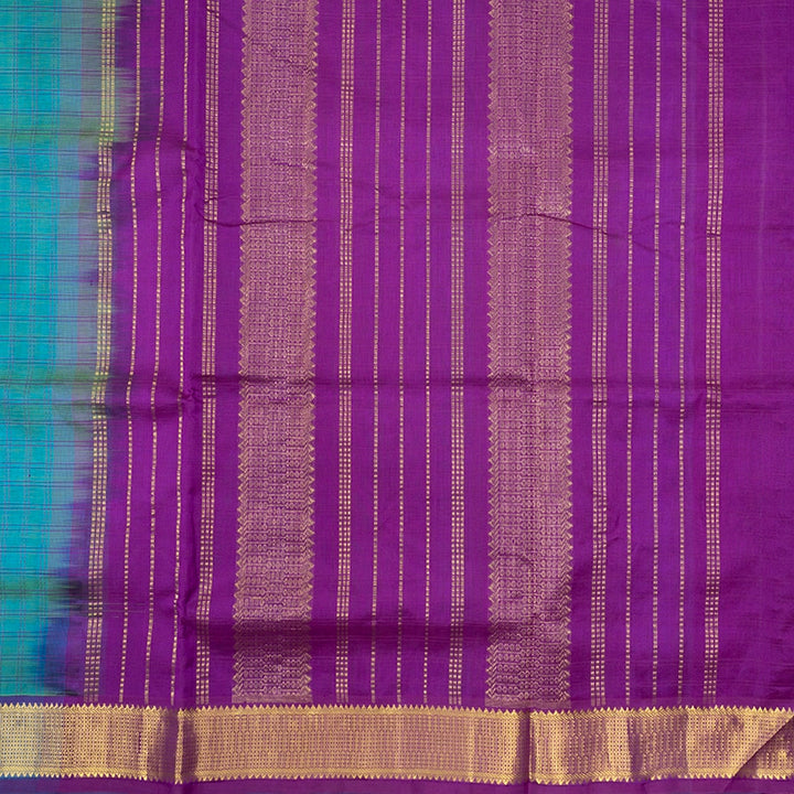 Hayagrivas Blue-Green Pure Silk Cotton Saree SSCBF53E9-1