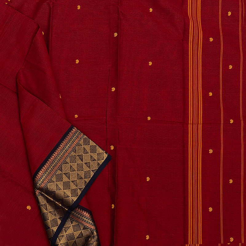 Hayagrivas Maroon Handloom Chettinad Cotton Saree KSBE2H5-3