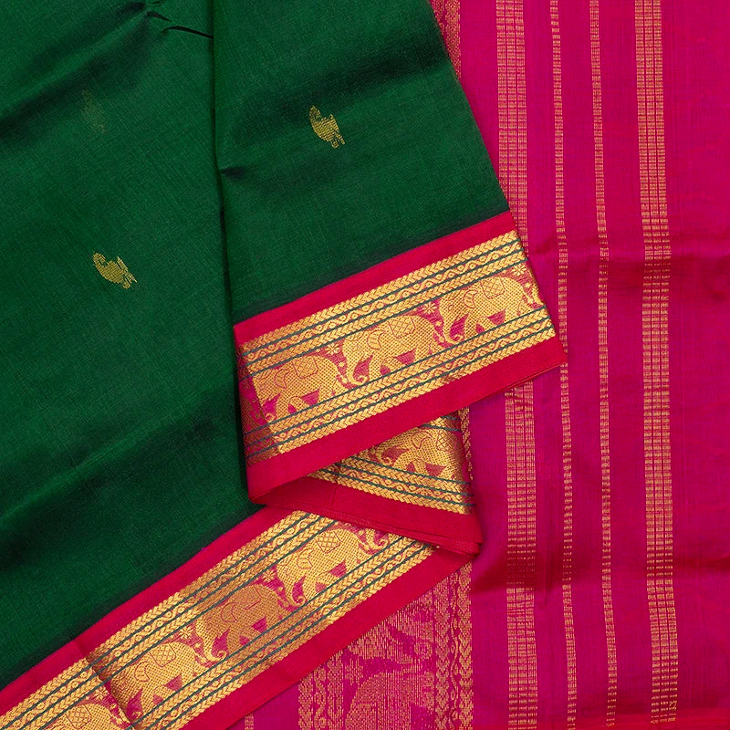 Hayagrivas Bottle Green Pure Silk Cotton Saree SSCBF16D1-4
