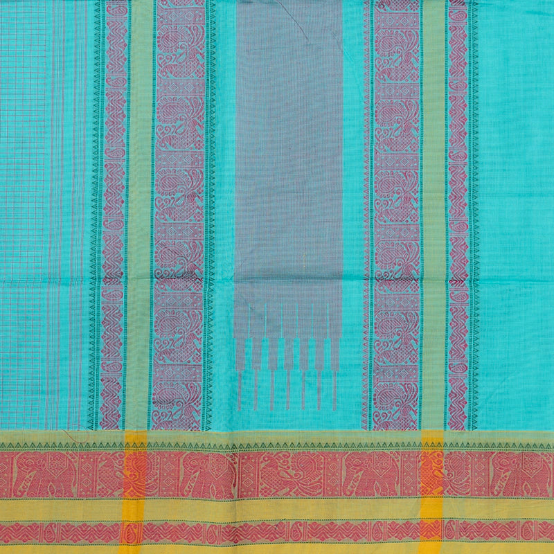 Hayagrivas Sea Blue Handloom Kanchi Cotton Saree SSCBF103F7-5