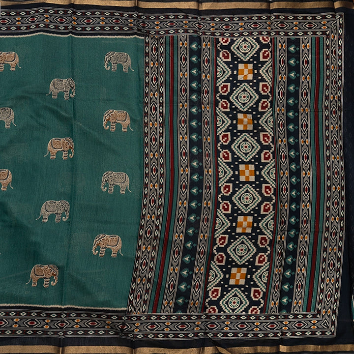 Hayagrivas Teal Green Fancy Cotton Saree KBE2544C12-9