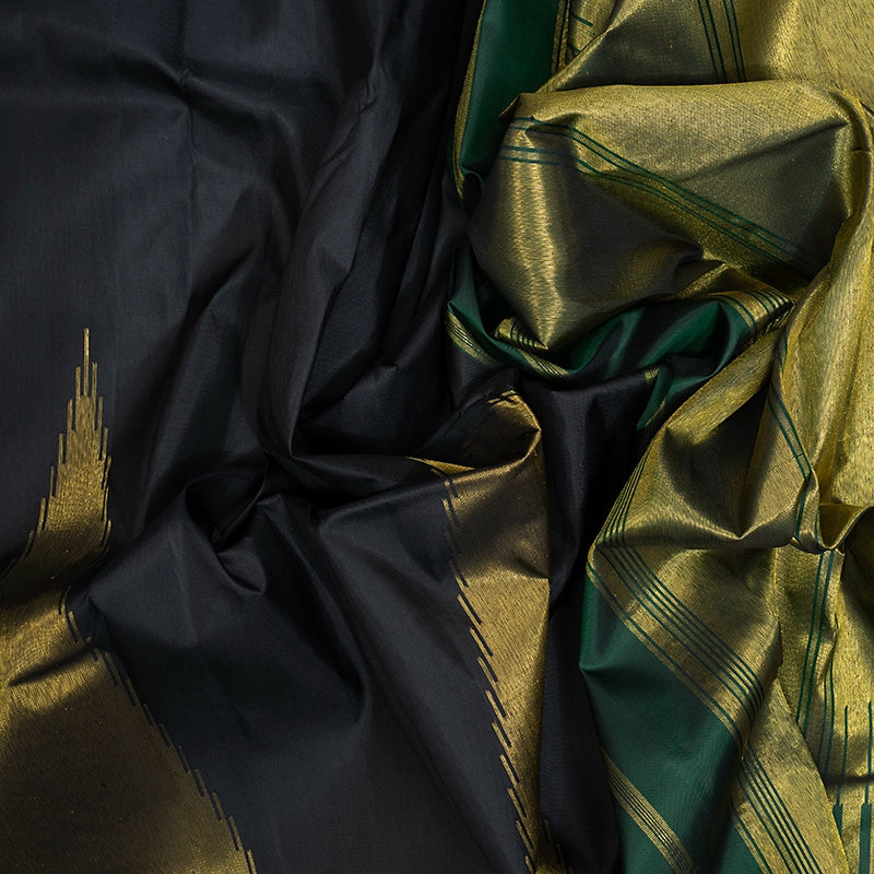 Hayagrivas Handloom Black Kanjivaram Silk Saree KBE1602K2-1