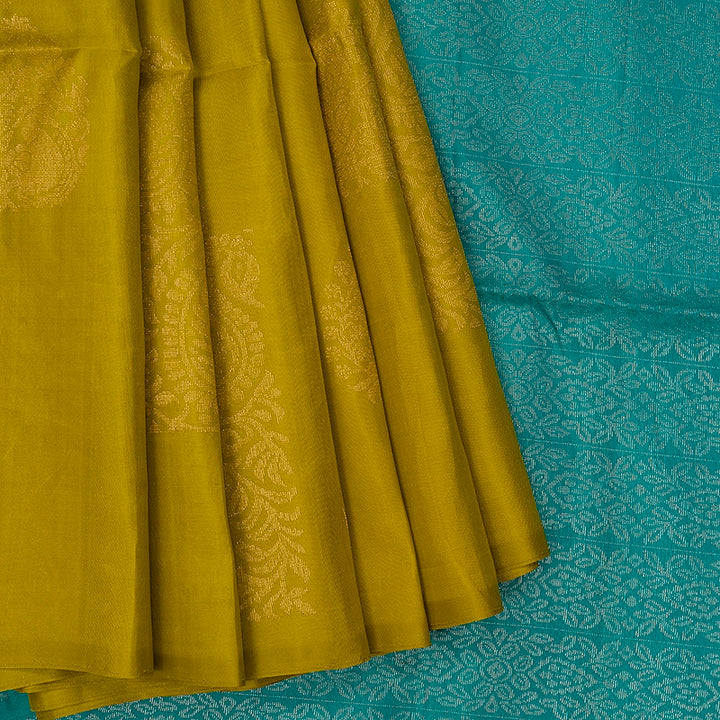 Hayagrivas Lime Green Handloom Soft Silk Saree KSBE22I4-1